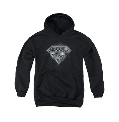 Superman Boys Youth Checkerboard Pull Over Hoodie / Hooded Sweatshirt