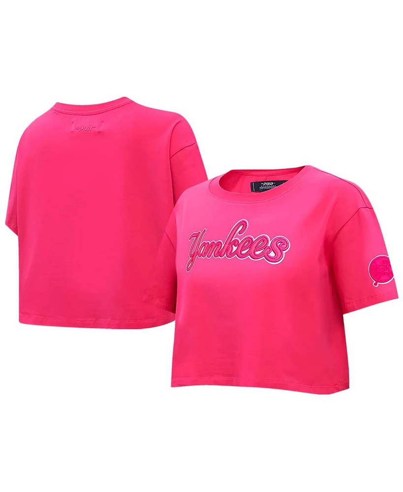 Pro Standard Women's Pink New York Yankees Triple Boxy Cropped T-Shirt