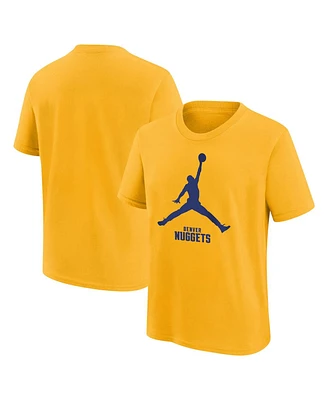 Jordan Big Boys and Girls Gold Denver Nuggets Essential Jumpman Logo T-Shirt