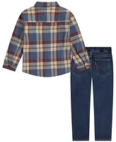 Levi's Toddler Boys 2-Piece Flannel Shirt and Denim Pants Set