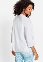 Olsen Women's 100% Cotton 3/4 Sleeve Open Front Cropped Cardigan