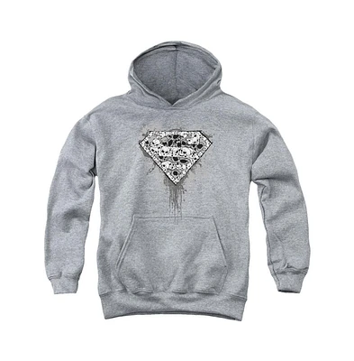 Superman Boys Youth Many Super Skulls Pull Over Hoodie / Hooded Sweatshirt