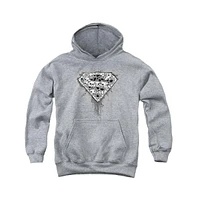 Superman Boys Youth Many Super Skulls Pull Over Hoodie / Hooded Sweatshirt