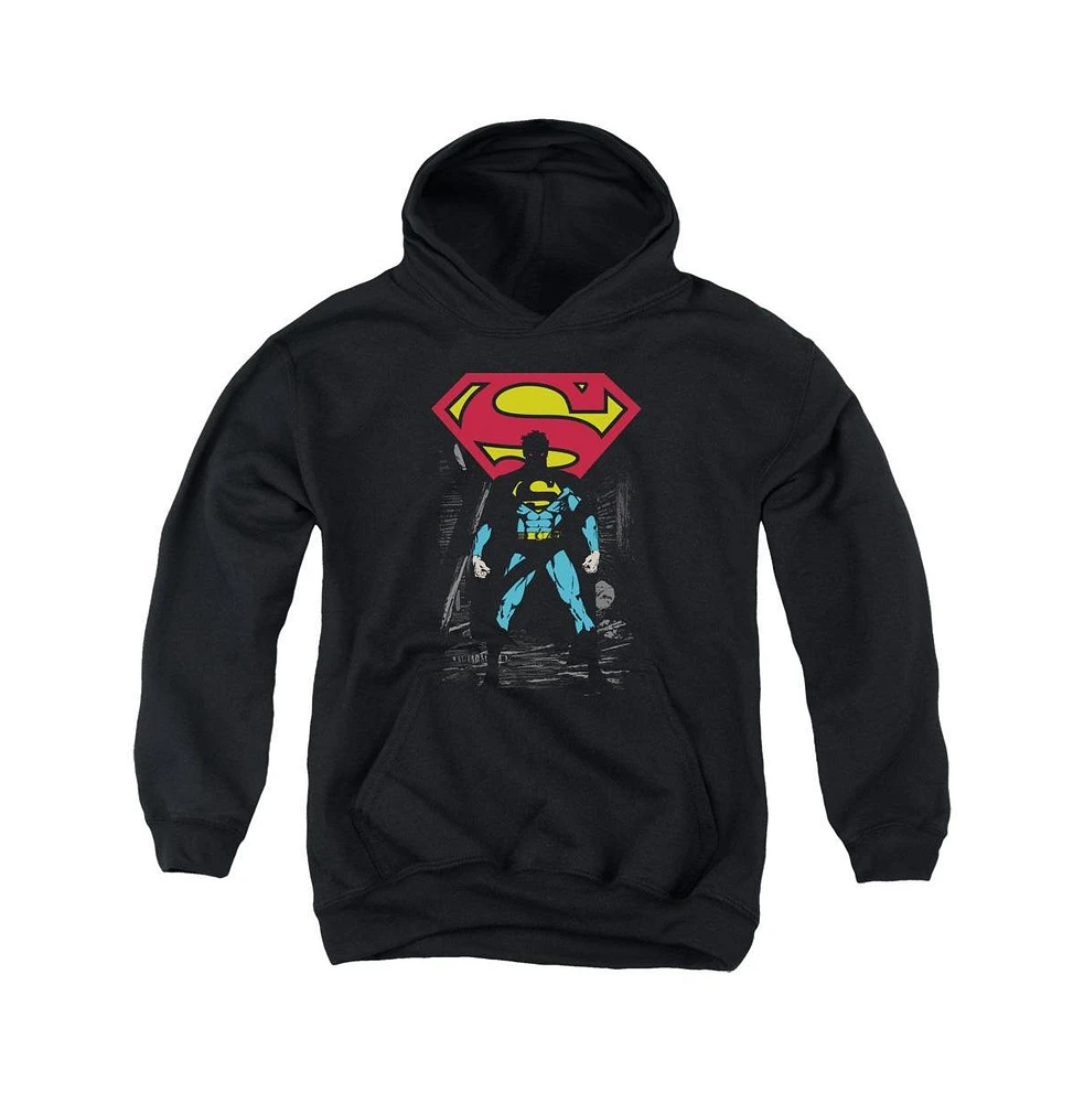 Superman Boys Youth Dark Alley Pull Over Hoodie / Hooded Sweatshirt