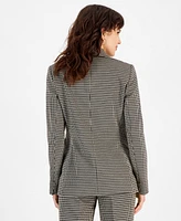 Bar Iii Women's Houndstooth One-Button Long-Sleeve Blazer, Created for Macy's