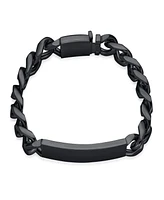 Bling Jewelry Solid Name Bar Plate Identification Id Bracelet Cuban Link Chain Stainless Steel