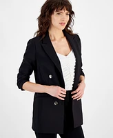 Bar Iii Women's Peak-Lapel Open-Front Long-Sleeve Blazer, Created for Macy's