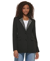 Karl Lagerfeld Paris Women's Imitation Pearl Collar Blazer