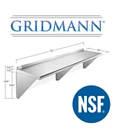 Gridmann 18" x 72" Nsf Stainless Steel Kitchen Wall Mount Shelf w/ Backsplash