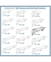 Gridmann 18" x 48" Nsf Stainless Steel Kitchen Wall Mount Shelf w/ Backsplash