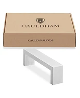 Cauldham Solid Stainless Steel Cabinet Hardware Square Handle Pull Brushed Satin Nickel 4" (96mm) Cc - Pack of 10