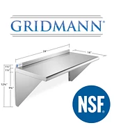 Gridmann 14" x 24" Nsf Stainless Steel Kitchen Wall Mount Shelf w/ Backsplash