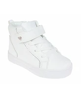 Vince Camuto Big Girl's Fashion Athletic with Rhinestone Binding and Vc Heart Rivet Polyurethane Sneakers