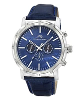 Porsamo Bleu Nyc Chrono Genuine Leather Silver Tone & Blue Men's Watch 1282ANYL