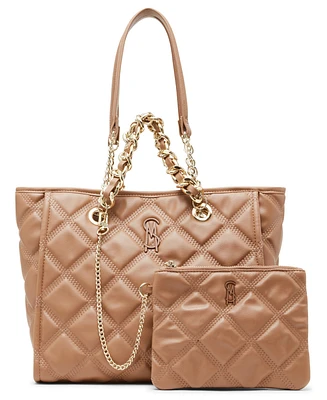 Steve Madden Katt Faux Leather Quilted Tote with Pouch