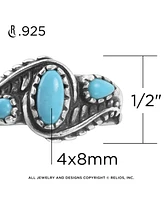 American West Jewelry Sterling Silver and Genuine Gemstone Leaf Rosette Design 3-Stone Ring, Sizes 5-10