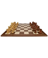 We Games Weighted English Staunton Chess Set, Walnut Sycamore Board 19.75 in., 3.5 in. King