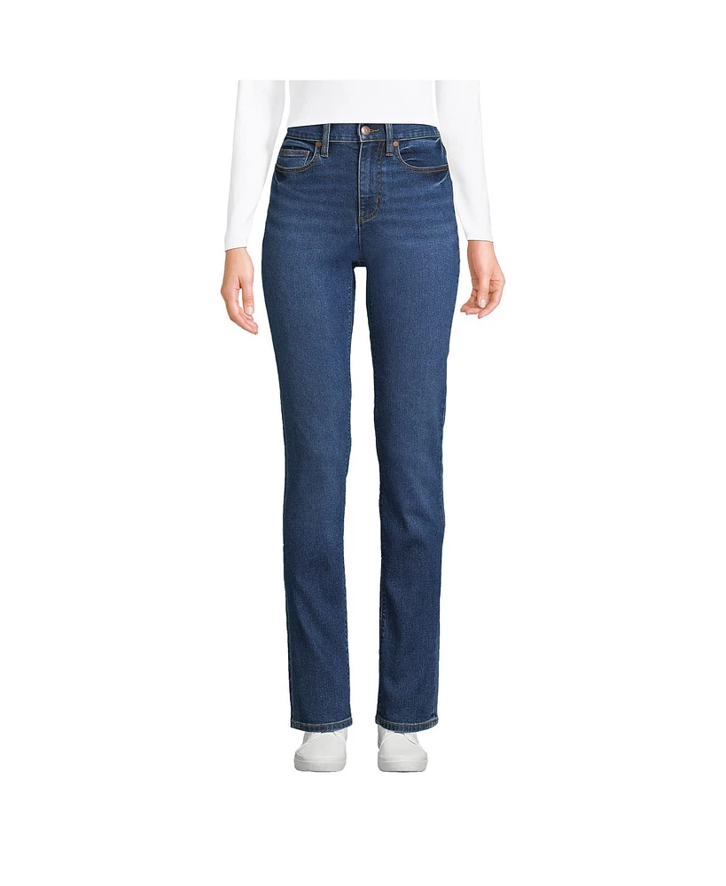 Lands' End Women's Recover High Rise Straight Leg Blue Jeans