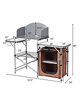 Gymax Outdoor Kitchen Foldable Grilling Stand Portable Camping Grill Table Bbq Table