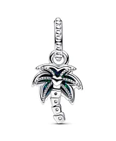 Pandora Sterling Silver Opalescent Green Palm Tree Dangle Charm