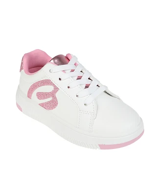 Bebe Little Girl's Court Sneaker with Glitter Applique and Counter Polyurethane Sneakers