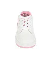 Bebe Little Girl's Court Sneaker with Glitter Applique and Counter Polyurethane Sneakers