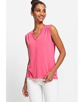 Olsen Viscose Blend Sleeveless Solid Shell