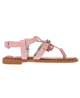 Bebe Big Girl's Strappy Sandal with Metal Chain and Sea Charms Polyurethane Sandals