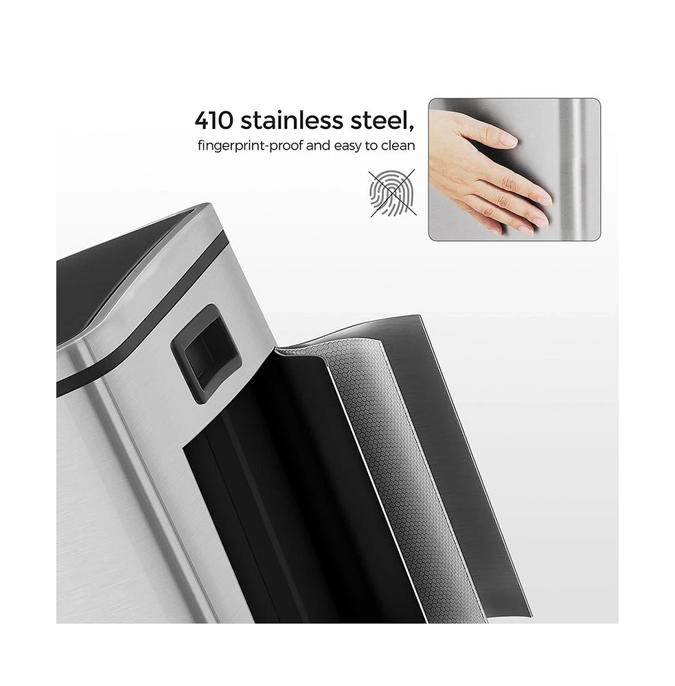 Slickblue Silver Dual Trash Can With Lid & Handles
