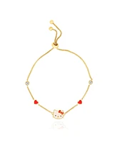 Hello Kitty Sanrio Flash Yellow Gold Plated Station Heart and Crystal Bracelet