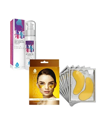 Pursonic Youthful Eyes Bundle: Professional Anti Aging Eye Gel 2 Oz & Wrinkle Care Eye Gel Patches