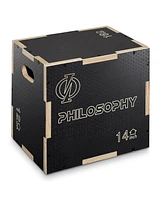 Philosophy Gym 3 in 1 Non-Slip Wood Plyo Box, 16" x 14" x 12", Black, Jump Plyometric Box for Training and Conditioning