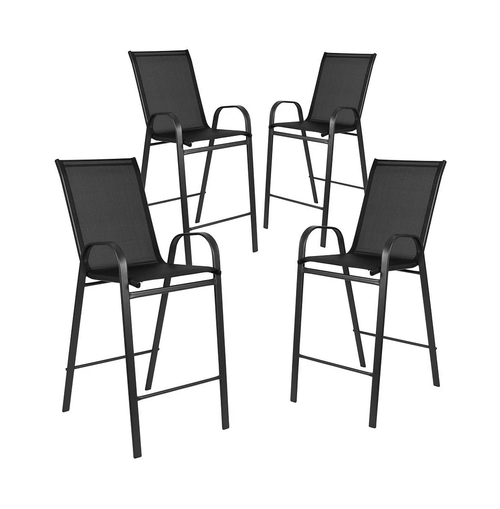 Emma+Oliver 4 Pack Outdoor Barstools With Flex Comfort Material-Patio Stool