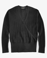 Charter Club Women's 100% Cashmere Long-Sleeve Pointelle Surplice Sweater, Created for Macy's