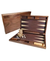 We Games Travel Wood Inlaid Backgammon Board Game Set - 19 in.