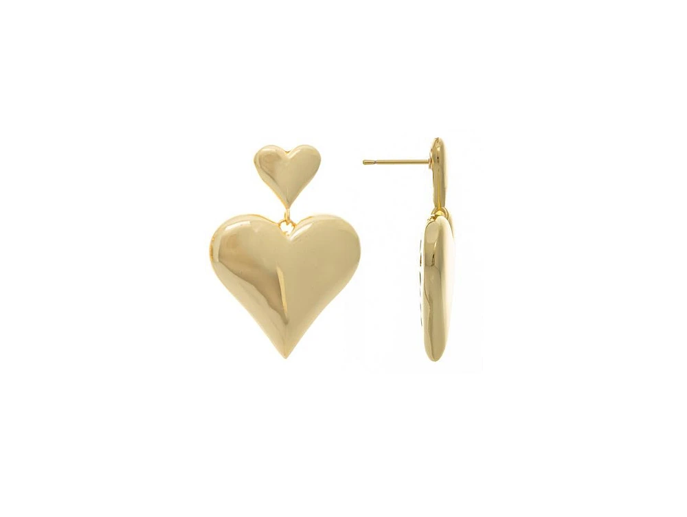 Rivka Friedman Polished Chunky Double Heart Drop Dangle Earrings