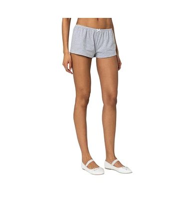 Edikted Women's Astor Striped Shorts - Gray-and