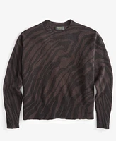 Charter Club Women's 100% Cashmere Oversized Zebra-Print Sweater, Created for Macy's