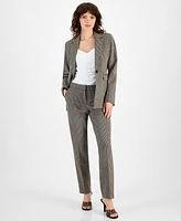 Bar Iii Women's Houndstooth One-Button Long-Sleeve Blazer, Created for Macy's