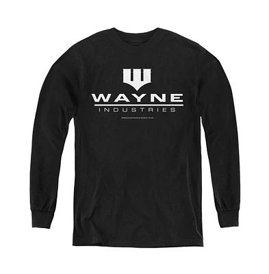 Batman Boys Youth Wayne Logo On Black Long Sleeve Sweatshirt