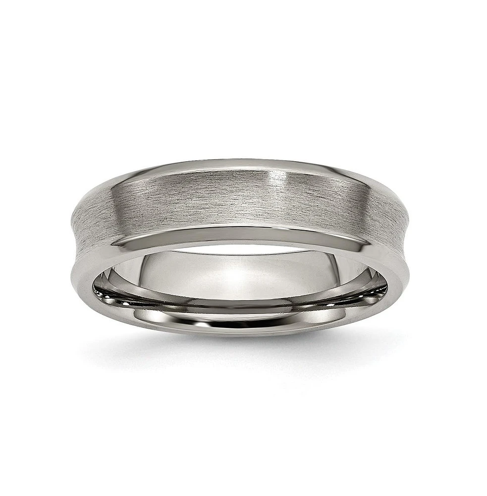 Chisel Titanium Brushed Concave Beveled Edge Wedding Band Ring