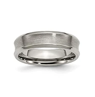 Chisel Titanium Brushed Concave Beveled Edge Wedding Band Ring