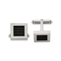 Chisel Titanium Polished Black Ip-plated Wire Cufflinks