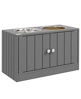 PawHut Magnetic-Door Dog Food Storage Cabinet & Dog Feeding Station, Gray