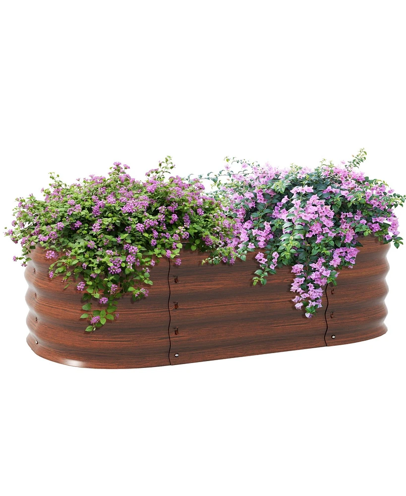 Outsunny Galvanized Raised Garden Bed Planter Box, 4.9' x 2' 1',