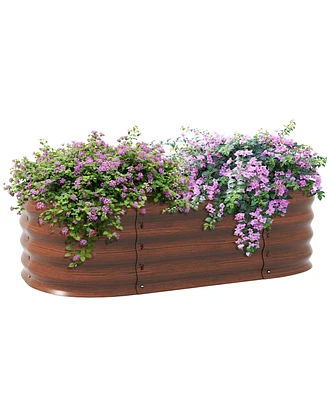Outsunny Galvanized Raised Garden Bed Planter Box, 4.9' x 2' 1',