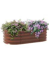 Outsunny Galvanized Raised Garden Bed Planter Box, 4.9' x 2' 1',