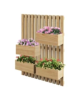 Outsunny Box Raised Garden Bed w/ Trellis, Drain Holes