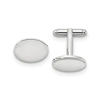 Diamond2Deal Silver-tone Polished Oval Engravable Cuff Links