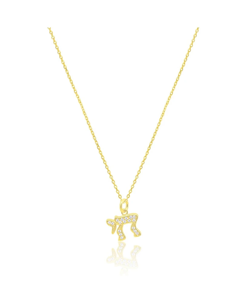 Etoielle Yellow Gold Tone Cz Chai Necklace